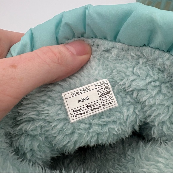 Crocs Classic Neo Puff Short Snow Boots Women’s Size 5 Pure Water Blue Fleece - Picture 5 of 7